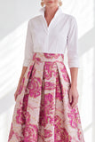 Jacquard Collar Fuchsia Flower Mother of the Bride Dress
