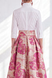 Jacquard Collar Fuchsia Flower Mother of the Bride Dress