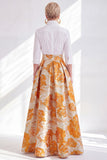 Jacquard Collar Fuchsia Flower Mother of the Bride Dress