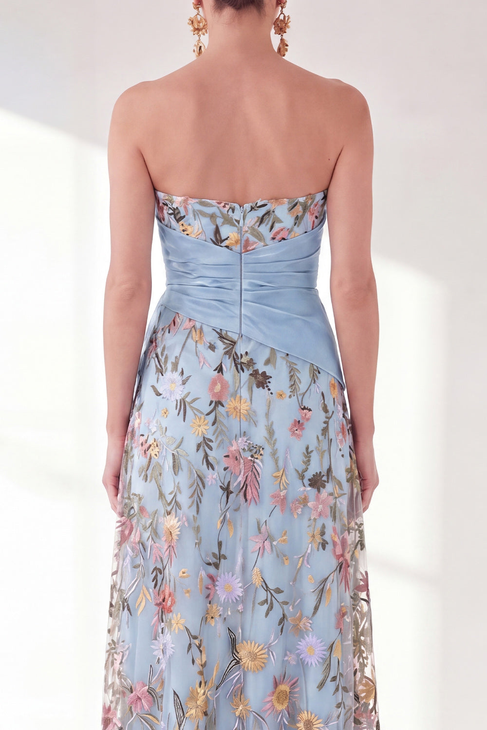 Wedtrend Women Blue Floral Mother of the Bride Dress with Slit Embroidered  Sweetheart Long Mother of the Groom Dress – WEDTREND