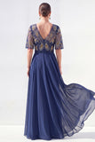 Green Beaded V-Neck Chiffon Mother of the Bride Dress