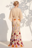 Mermaid Lilac Floral Applique V-Neck Long Mother of the Bride Dress
