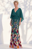 Mermaid Lilac Floral Applique V-Neck Long Mother of the Bride Dress