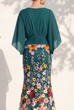 Mermaid Lilac Floral Applique V-Neck Long Mother of the Bride Dress