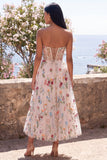Sweetheart Ivory Floral Embroidered Corset Wedding Guest Dress