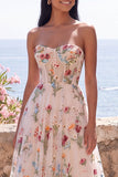 Sweetheart Ivory Floral Embroidered Corset Wedding Guest Dress