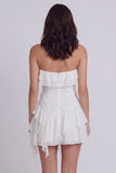 Ruffled Strapless A Line Little White Dress