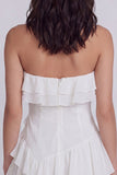 Ruffled Strapless A Line Little White Dress