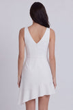 Ivory V-Neck Twist Front Bodycon Mini Dress