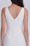 Ivory V-Neck Twist Front Bodycon Mini Dress