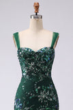 Dark Green Bodycon Sequin Short Homecoming Dress with Slit