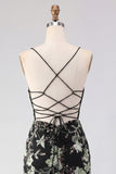 Black Floral Corset Bodycon Sequin Homecoming Dress