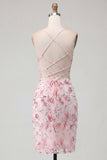 Black Floral Corset Bodycon Sequin Homecoming Dress