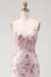 Black Floral Corset Bodycon Sequin Homecoming Dress
