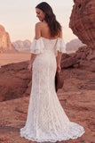 Mermaid Lace Off The Shoulder Ivory Engagement Dress