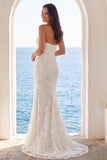 Strapless Ivory Mermaid 3D Embroidered Wedding Dress
