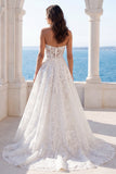 Lace Strapless A Line Ivory Wedding Dress