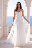 Sweetheart Cut Out Ivory Ruched A Line Beach Wedding Dress