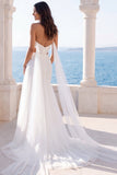 Sweetheart Cut Out Ivory Ruched A Line Beach Wedding Dress