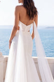 Sweetheart Cut Out Ivory Ruched A Line Beach Wedding Dress