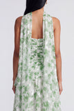 Strapless Light Green Floral A Line Maxi Dress with Scarf