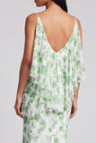 Light Blue Floral Spaghetti Straps Mermaid Maxi Dress