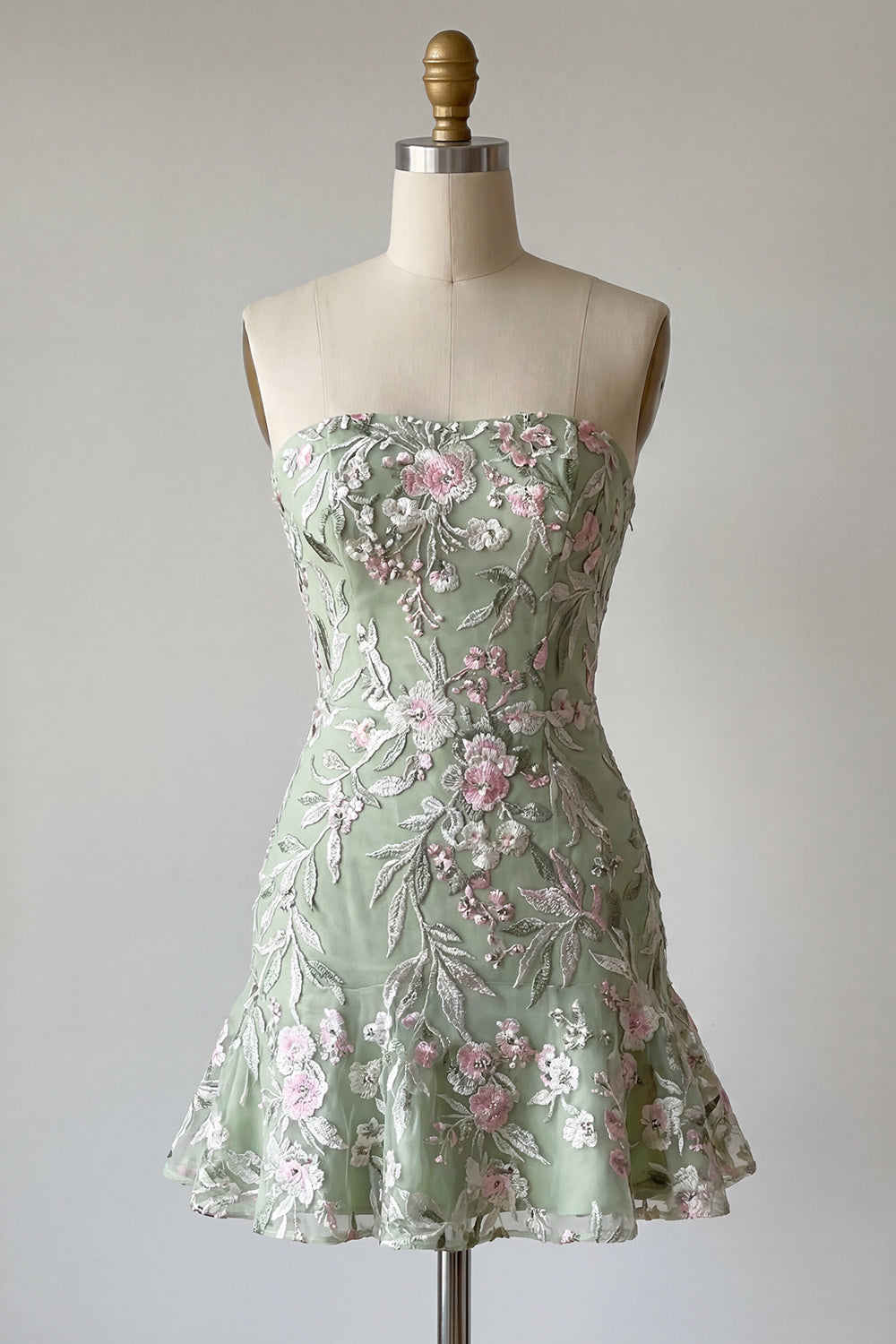 sage green homecoming dresses Furlla Woman Stunning Sage Green Short Satin Homecoming Dress with Spaghetti Straps and Elegant Appliques, Sage / US14