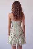 Strapless Bodycon Embroidered Sage Green Homecoming Dress