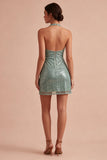 Light Green Sequin Halter Tight Mini Cocktail Dress