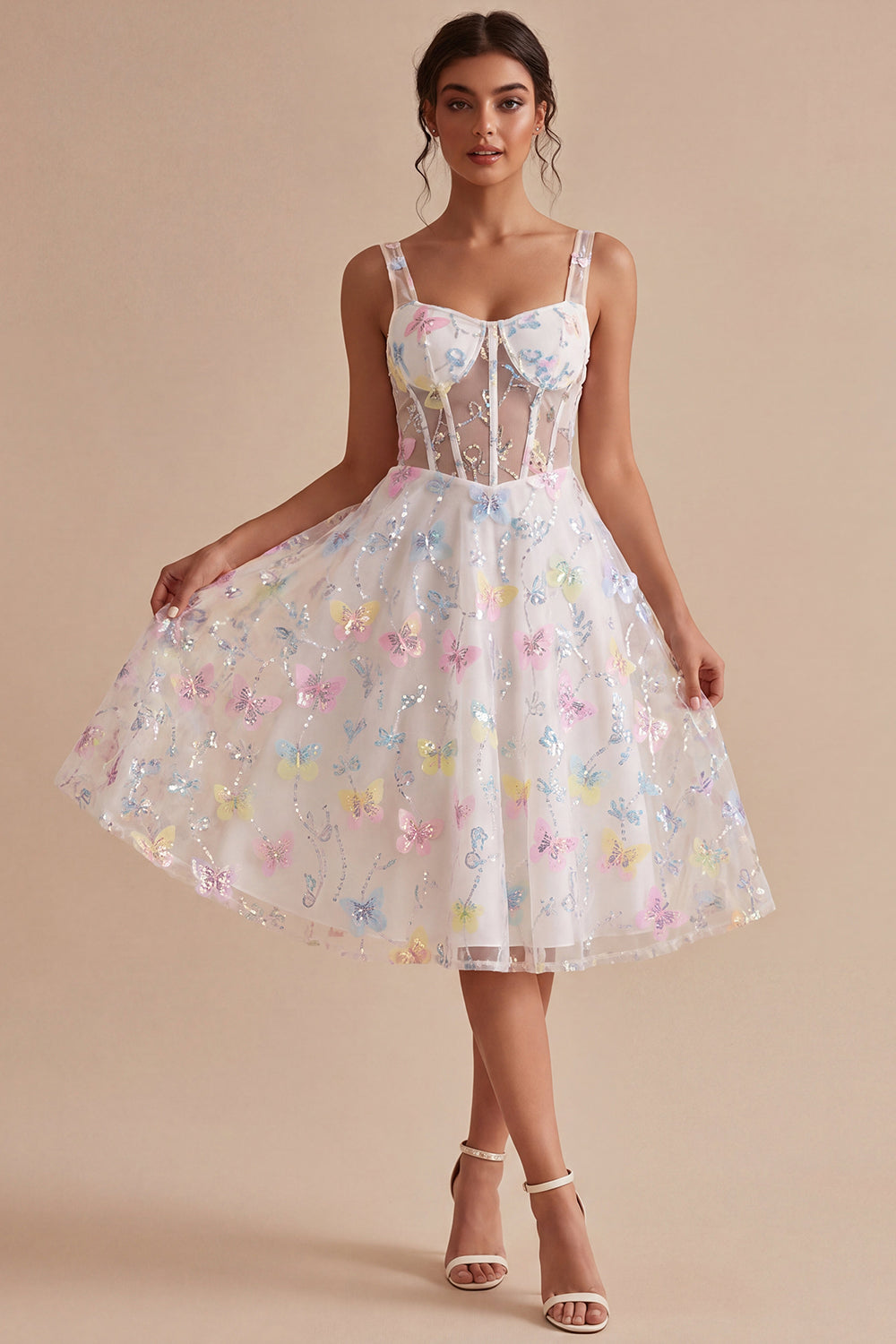 white corset dress graduation Everly Corset Ivory Lace Graduation Dress