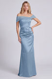 Olive Off the Shoulder Mermaid Satin Maxi Dress