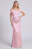 Olive Off the Shoulder Mermaid Satin Maxi Dress