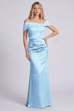 Olive Off the Shoulder Mermaid Satin Maxi Dress
