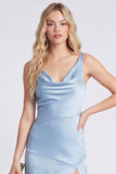 Satin Mermaid Eucalyptus Bridesmaid Dress with Slit