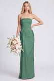 Strapless Mermaid Eucalyptus Bridesmaid Dress with Sash