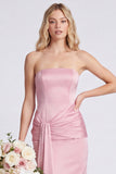 Strapless Mermaid Eucalyptus Bridesmaid Dress with Sash