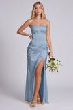 Strapless Daffodil Corset Mermaid Bridesmaid Dress with Slit