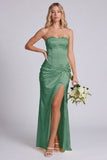 Strapless Daffodil Corset Mermaid Bridesmaid Dress with Slit
