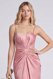 Dusty Rose Ruched Spaghetti Straps Mermaid Bridesmaid Dress