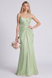 Dusty Rose Ruched Spaghetti Straps Mermaid Bridesmaid Dress