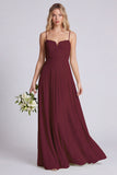 Dusty Sage A Line Spaghetti Straps Chiffon Bridesmaid Dress