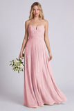 Dusty Sage A Line Spaghetti Straps Chiffon Bridesmaid Dress