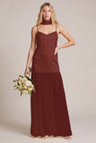 Daffodil Satin Spaghetti Straps Bridesmaid Dress with Scraf
