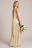 Daffodil Satin Spaghetti Straps Bridesmaid Dress with Scraf