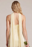 Daffodil Satin Spaghetti Straps Bridesmaid Dress with Scraf