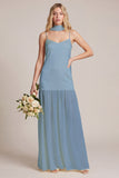 Daffodil Satin Spaghetti Straps Bridesmaid Dress with Scraf