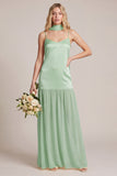 Daffodil Satin Spaghetti Straps Bridesmaid Dress with Scraf