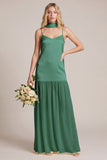 Daffodil Satin Spaghetti Straps Bridesmaid Dress with Scraf