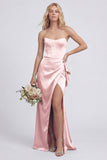 Strapless Corset Mermaid Dusty Sage Bridesmaid Dress with Slit