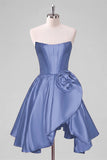 Corset A Line Strapless Red Homecoming Dress with Flower